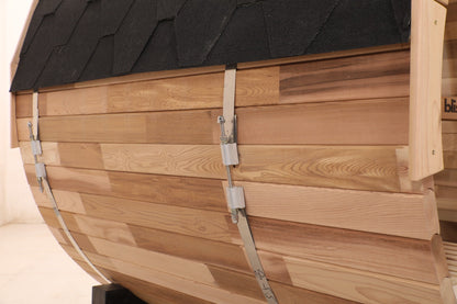 Blisspod | Prague | Canadian Red Cedar Outdoor Steam Barell Sauna | Full Glass Back | 70.87"H x 70.87"W x 70.87"D | 4-6 person