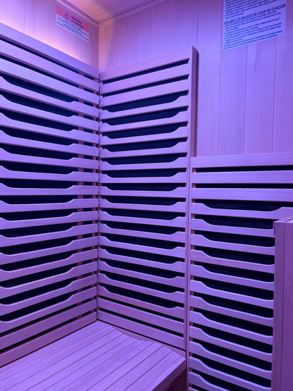 Blisspod | Milano | Full Spectrum Sauna Canadian Hemlock Ultra Low EMF, 6 Far Infrared & Red Glass Heater & Chromotherapy – 2 Person