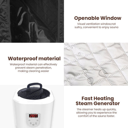 Blisspod | Portable | Personal Full Body 60 Min Rapid Steam Sauna | Pentagonal | Grey | Powerful 1600 Watts | 3.6L Stronger Steamer | 90X90X190cm