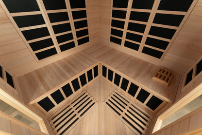 Blisspod | Vienna | Corner Spacious Far Infrared Sauna Canadian Hemlock Ultra Low EMF, 12 Heaters, 4-5 Persons