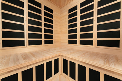 Blisspod | Vienna | Corner Spacious Far Infrared Sauna Canadian Hemlock Ultra Low EMF, 12 Heaters, 4-5 Persons