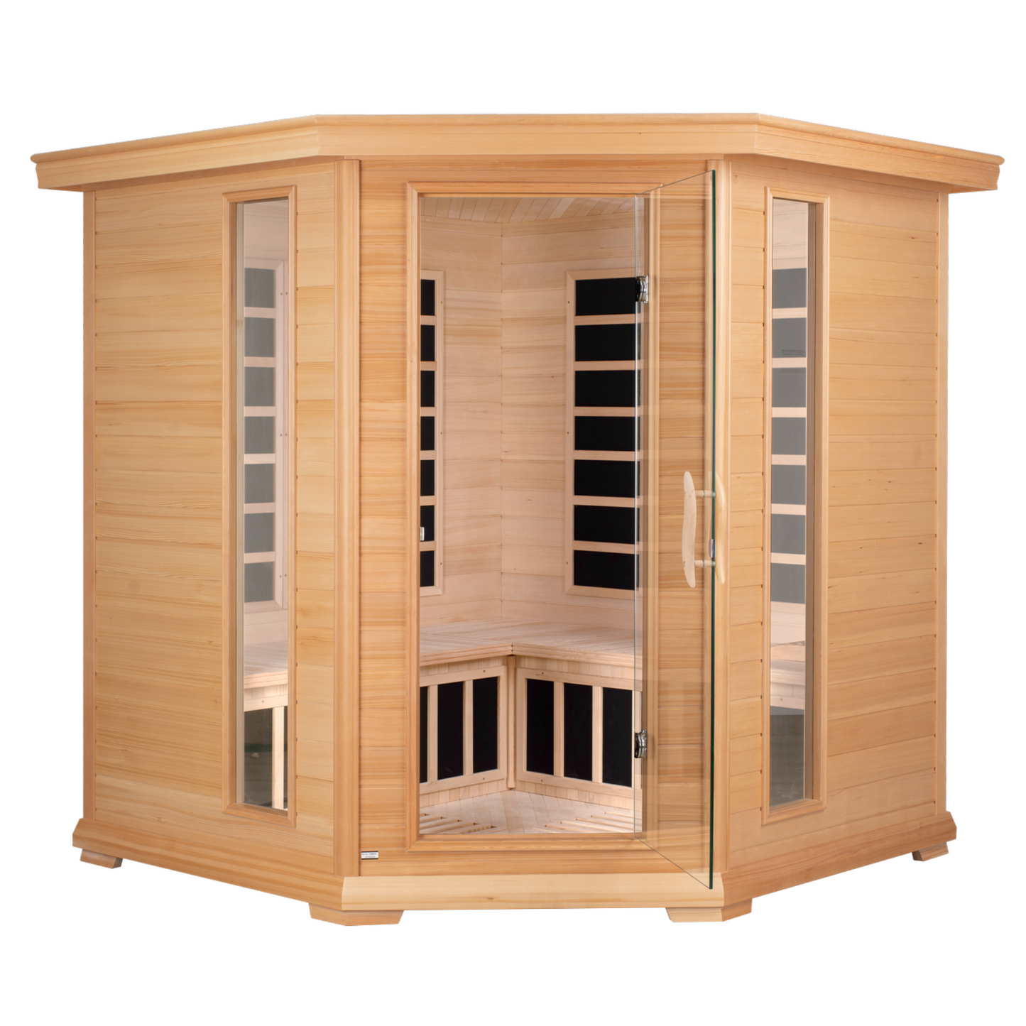 Blisspod | Vienna | Corner Spacious Far Infrared Sauna Canadian Hemlock Ultra Low EMF, 12 Heaters, 4-5 Persons
