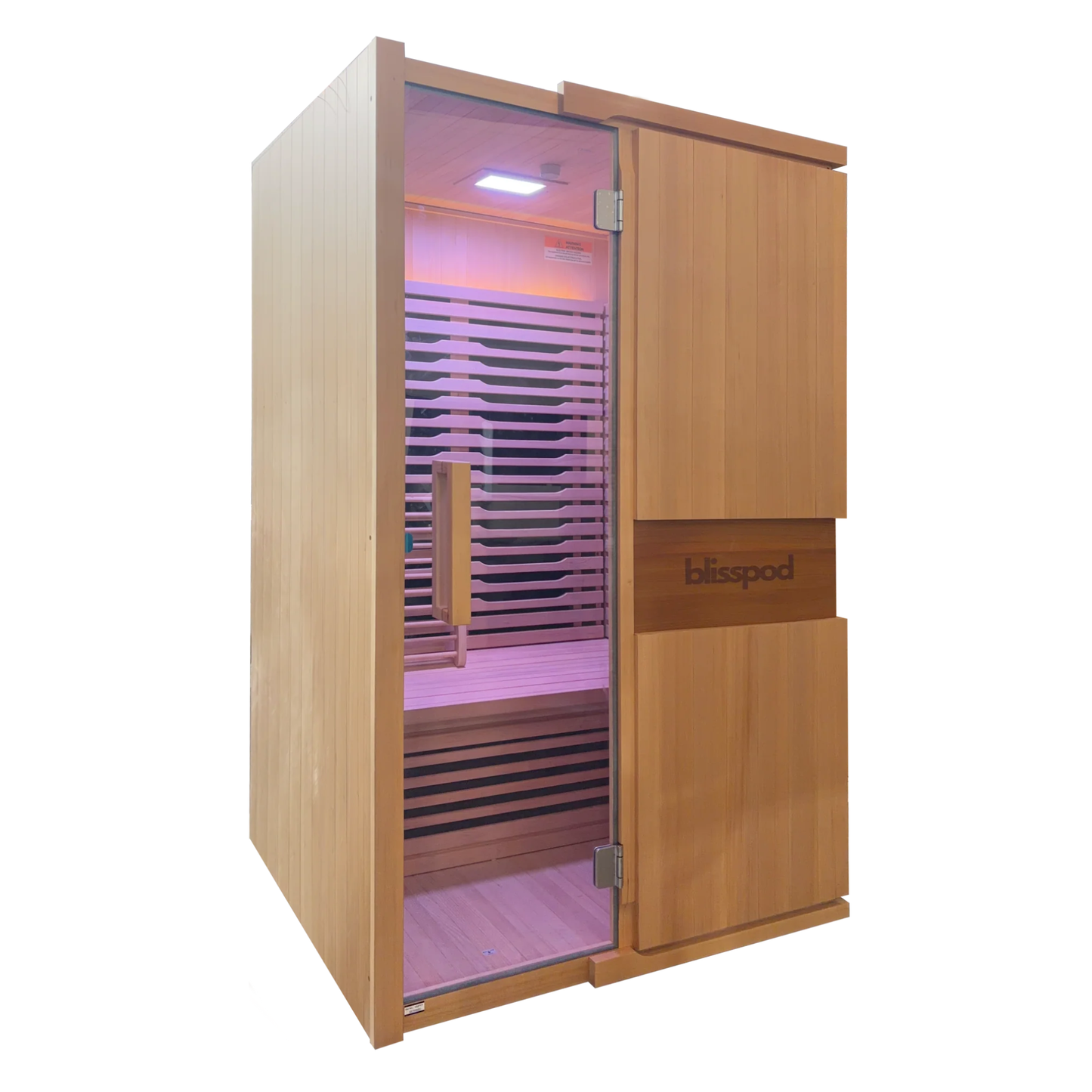 Blisspod | Milano | Full Spectrum Sauna Canadian Hemlock Ultra Low EMF, 6 Far Infrared & Red Glass Heater & Chromotherapy – 2 Person