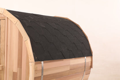 Blisspod | Prague | Canadian Red Cedar Outdoor Steam Barell Sauna | Full Glass Back | 70.87"H x 70.87"W x 70.87"D | 4-6 person